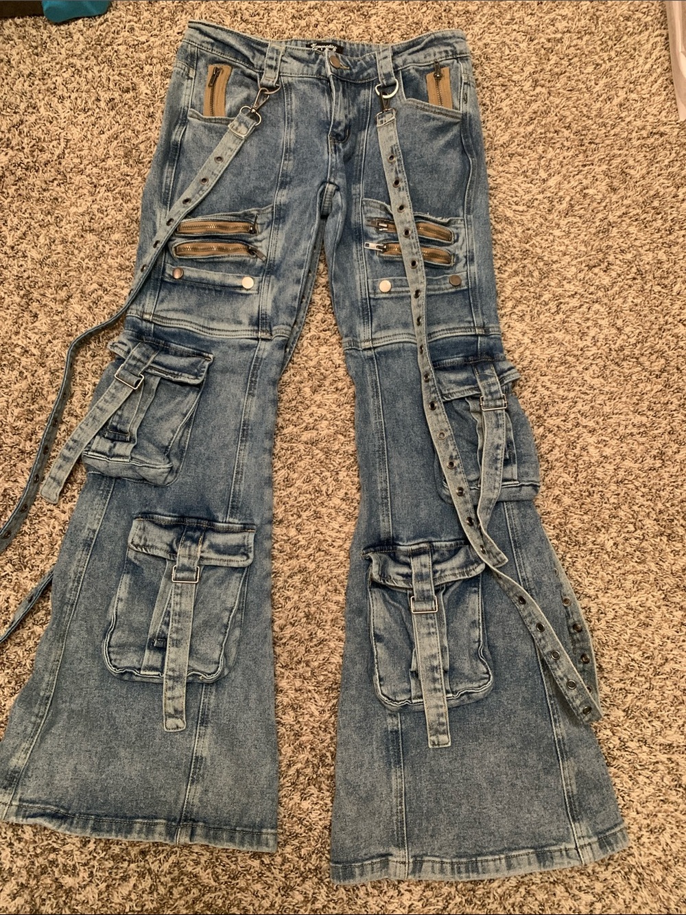 Dolls Kill Generation Kiss Aurora Cargo Jeans, Size Medium, Preowned